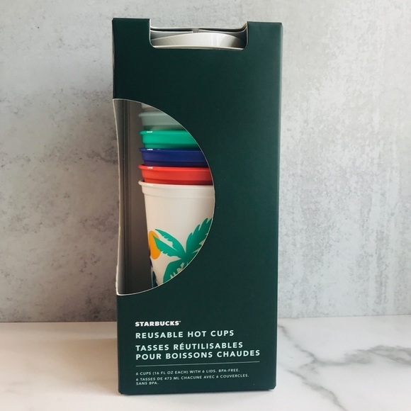 Starbucks 2020 Summer Tropical Palm Trees Hot Cups- New in Box - Picture 1 of 7